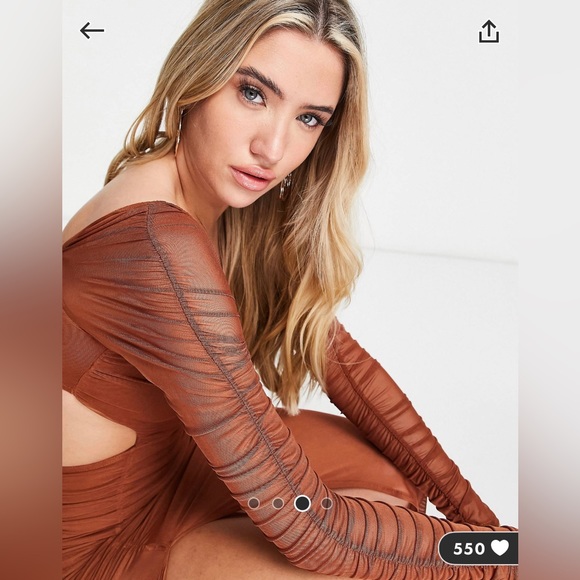 ASOS DESIGN long sleeve mesh ruched cut-out
maxi dress - Picture 4 of 4